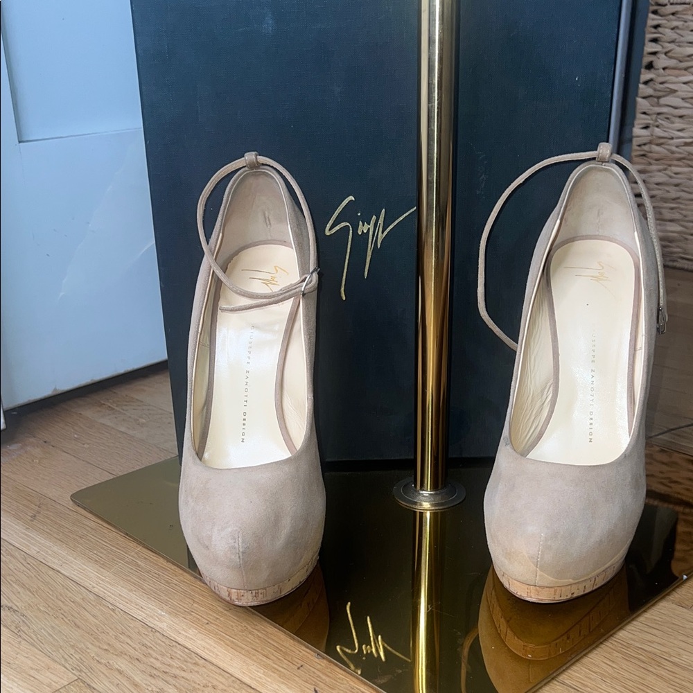 Giuseppe Zanotti Beige Suede Heels